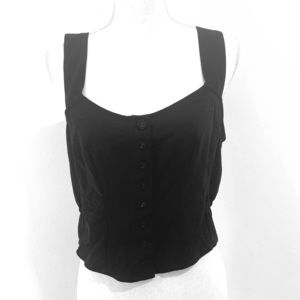 Black Free People Crop Button Up Top